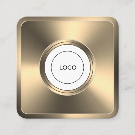 ロゴモダン付きの未来的な金枠 スクエア名刺 (正面)