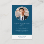 ロゴモダン付きの青い写真 名刺 (裏面)