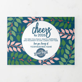 ロゴモダン付きカレンダー – Blue Green Business 三つ折りクリスマスカード