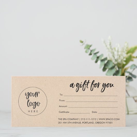 ロゴモダン付きクラフト商品券 (スタンド正面)