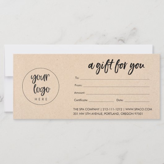 ロゴモダン付きクラフト商品券 (正面)