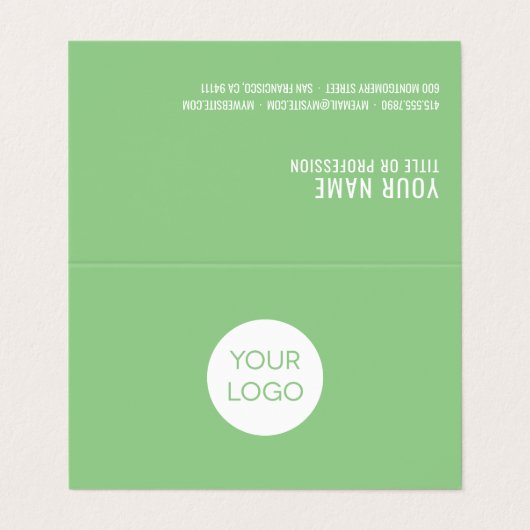 ロゴモダン付きグリーンプロフェッショナル名刺 名刺 (外部フラット)