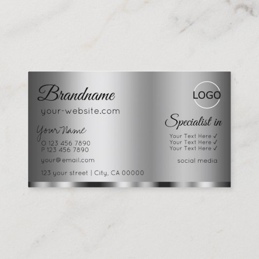 ロゴモダン付きシルバーグラマラスプロフェッショナル 名刺 (裏面)