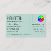 ロゴモダン付きダークカッコいいライトティール(緑がかった色)プロフェッショナル 名刺 (裏面)