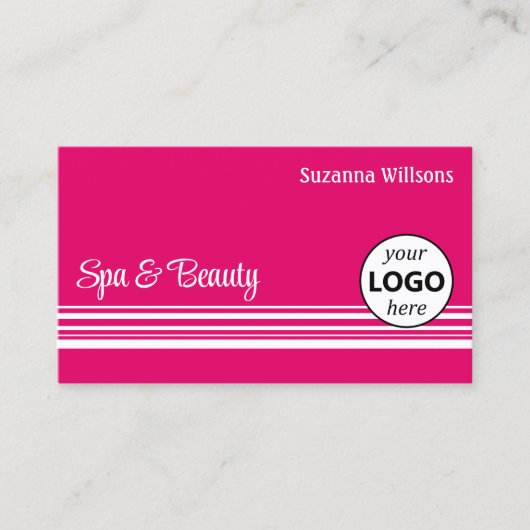 ロゴモダン付きピストライプックホワイトプロフェッショナル 名刺 (正面)