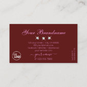 ロゴモダン付きピンクきらめくブルゴーニュのダイヤモンド 名刺 (裏面)