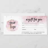 ロゴモダン付きピンクビジネスギフト証明書 (正面)