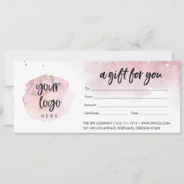 ロゴモダン付きピンクビジネスギフト証明書