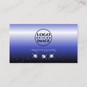 ロゴモダン付きブルーグラデーションブラックスパークルダイヤモンド 名刺 (正面)