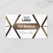 ロゴモダン付きホワイトジオメトリックブラウンきらめく 名刺 (正面)