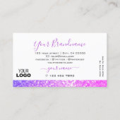 ロゴモダン付きホワイトピンクパープルスパークルグリッター 名刺 (裏面)