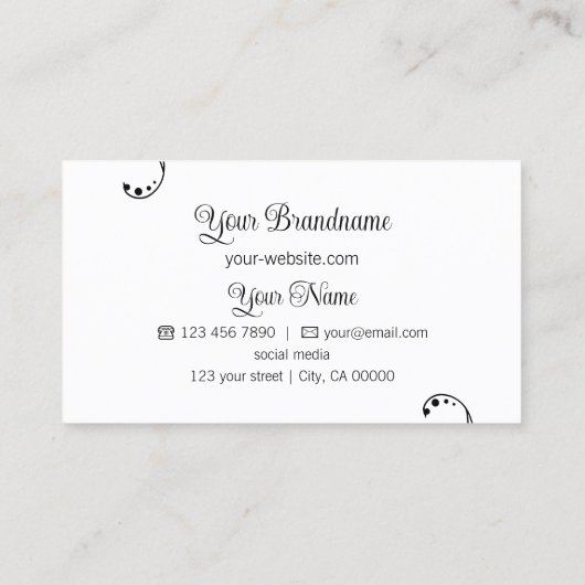 ロゴモダン付き白黒の装飾品華美 名刺 (裏面)