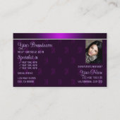 ロゴモダン付き紫色の写真とモノグラムパターン 名刺 (裏面)