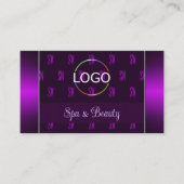 ロゴモダン付き紫色の写真とモノグラムパターン 名刺 (正面)