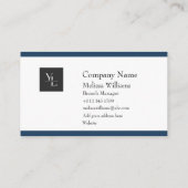 ロゴモダン付き青い白い金ゴールド 名刺 (裏面)