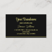 ロゴモダン付き黒ストライプ色の黄色いプロフェッショナル 名刺 (裏面)