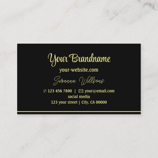 ロゴモダン付き黒ストライプ色の黄色いプロフェッショナル 名刺 (裏面)