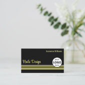 ロゴモダン付き黒ストライプ色の黄色いプロフェッショナル 名刺 (スタンド正面)