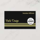 ロゴモダン付き黒ストライプ色の黄色いプロフェッショナル 名刺 (正面)