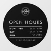 ロゴモダン付き黒丸の開館時間 ウィンドウサイン (シート)