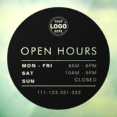 ロゴモダン付き黒丸の開館時間 ウィンドウサイン (シート3)