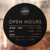 ロゴモダン付き黒丸の開館時間 ウィンドウサイン (シート2)