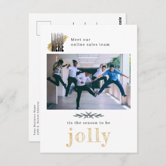 ロゴモダン会社写真クリスマスすてきはがき ポストカード (正面/裏面)