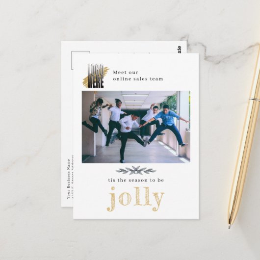 ロゴモダン会社写真クリスマスすてきはがき ポストカード (正面/裏面インサイチュ)