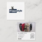 ロゴモダン写真の追加QRコードソーシャルメディア スクエア名刺 (正面/裏面)