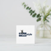 ロゴモダン写真の追加QRコードソーシャルメディア スクエア名刺 (スタンド正面)