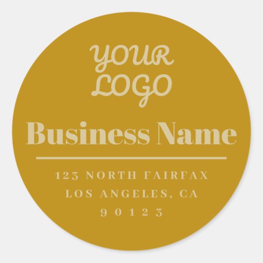 ロゴモダン差出人住所の濃淡色金ゴールド ラウンドシール (正面)