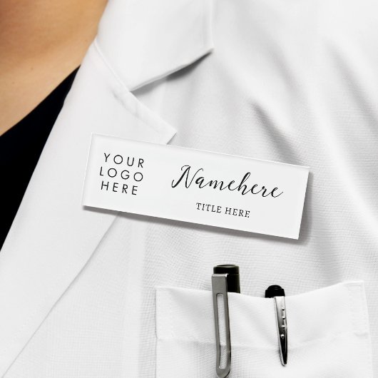 ロゴモダン書エレガント白い磁石のタイトル 名札