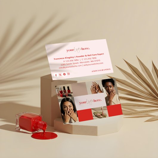 ロゴモダン爪、 ネイル美しいサロンPhoto Grid Collage 名刺