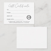 ロゴモダン白エレガントギフト証明書 名刺 (正面/裏面)