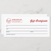 ロゴモダン赤いビジネス向けギフト券 (正面/裏面)