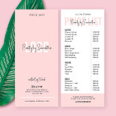 ロゴモダン赤面ピンクの点滅美しい価格表 ラックカード