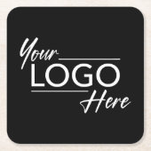 ロゴモダン黒の四角 スクエアペーパーコースター (正面)