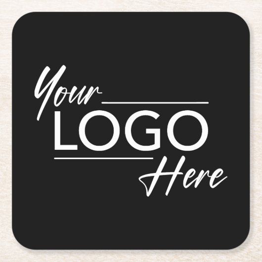 ロゴモダン黒の四角 スクエアペーパーコースター (正面)
