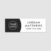 ロゴモダン、名前、タイトルの黒白 名札 (正面)