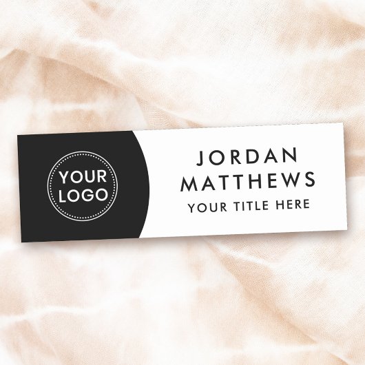 ロゴモダン、名前、タイトルの黒白 名札