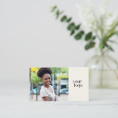 ロゴモダンBoho QRコードフォトモノクロ 名刺 (スタンド正面)