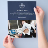 ロゴモダンPhoto Navy Blueプロフェッショナル事業 チラシ (手)