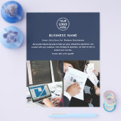 ロゴモダンPhoto Navy Blueプロフェッショナル事業 チラシ (シングル)