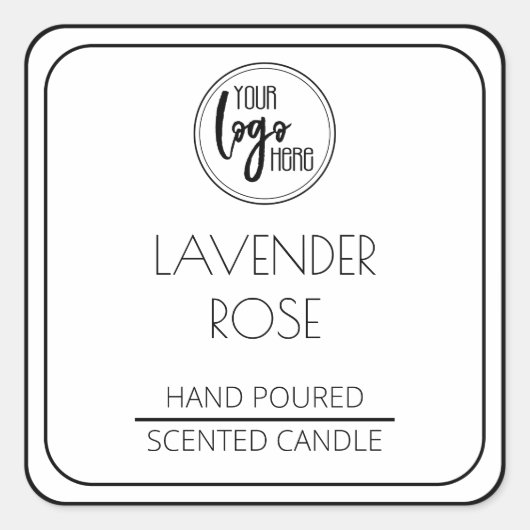 ロゴモダンSoy Candleラベル（白黒） スクエアシール (正面)