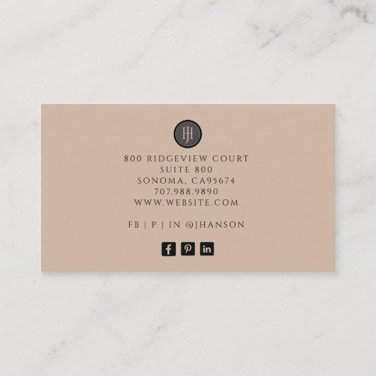 ロゴモノグラムのジュエリーデザイナ 名刺 (裏面)