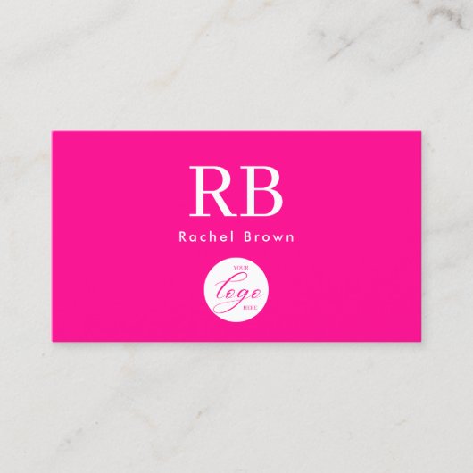 ロゴモノグラムホットピンクミニマリストqrコード 名刺 (正面)