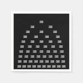 ロゴユニークのアーチパターン | 黒（編集可能） スタンダードカクテルナプキン