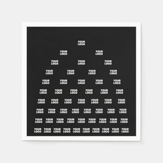 ロゴユニークのアーチパターン | 黒（編集可能） スタンダードカクテルナプキン (正面)