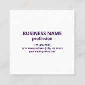 ロゴユニークまたはアップロードされた画像パターン | パープル スクエア名刺 (裏面)