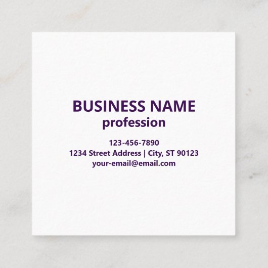 ロゴユニークまたはアップロードされた画像パターン | パープル スクエア名刺 (裏面)